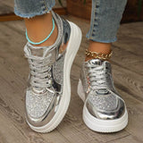 Sequin Lace-up Thick Sneakers