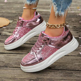 Sequin Lace-up Thick Sneakers