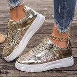 Sequin Lace-up Thick Sneakers