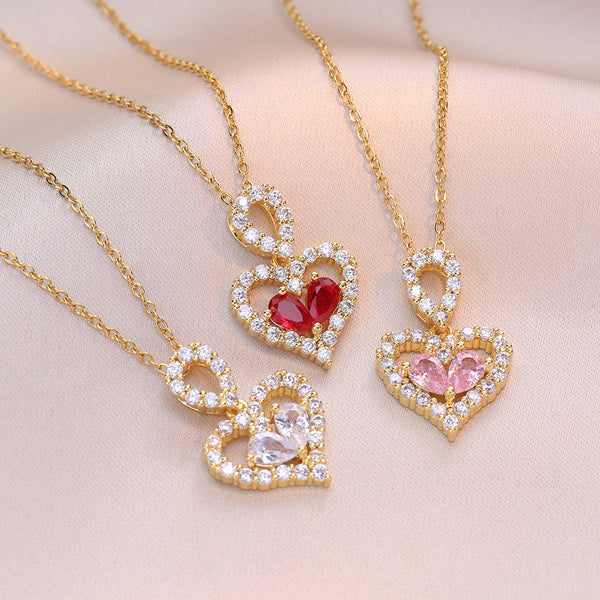 Luxury Rhinestone Heart Necklace