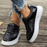 Sequin Lace-up Thick Sneakers